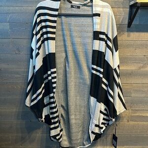 Michael Lauren black and silver shimmer dolman sleeve duster cardigan one size